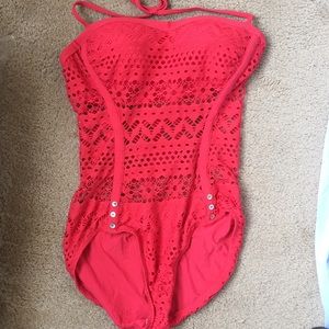 Robin Piccone crochet style one piece swimsuit